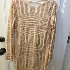Elegant Sequin Long Sleeve Dress